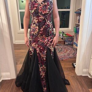 Vibrant Floral Sequin Jasz Prom Dress